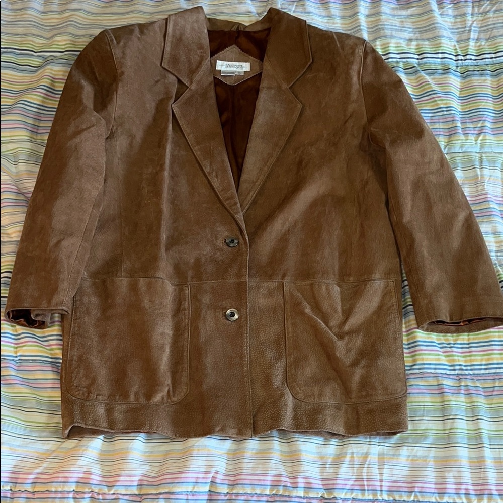 Vintage Women’s 90’s Brown Suede Jacket Blazer 14‎